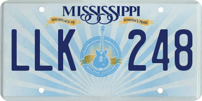 MS license plate LLK248