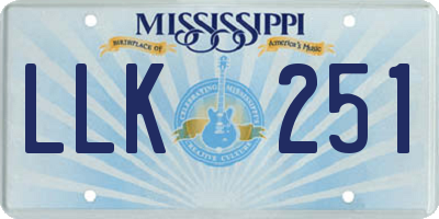 MS license plate LLK251