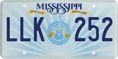MS license plate LLK252