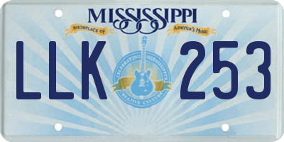 MS license plate LLK253