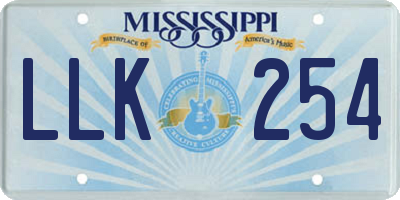 MS license plate LLK254