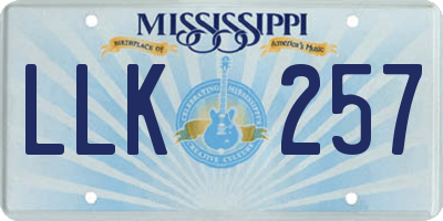 MS license plate LLK257