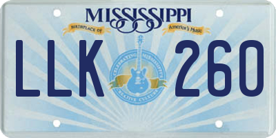 MS license plate LLK260