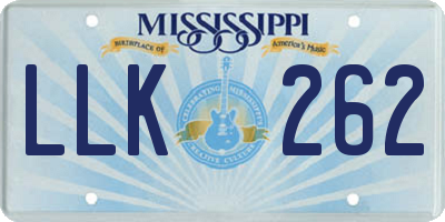MS license plate LLK262