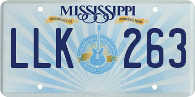 MS license plate LLK263