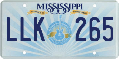 MS license plate LLK265