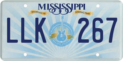 MS license plate LLK267