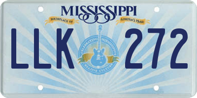 MS license plate LLK272