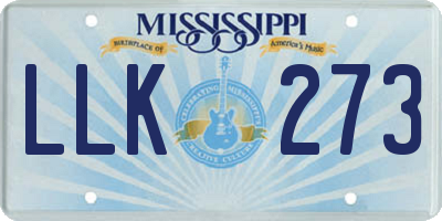 MS license plate LLK273