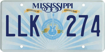 MS license plate LLK274