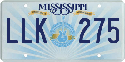 MS license plate LLK275