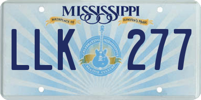 MS license plate LLK277