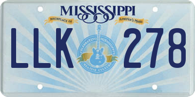 MS license plate LLK278
