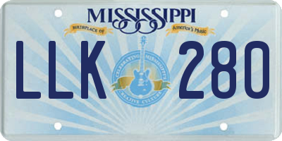 MS license plate LLK280