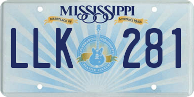MS license plate LLK281