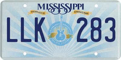 MS license plate LLK283