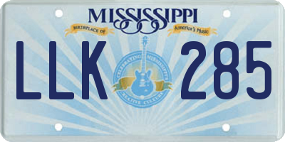 MS license plate LLK285