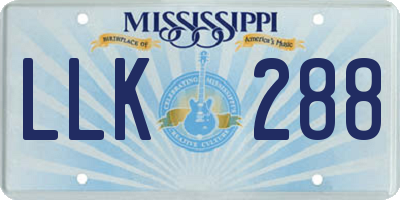MS license plate LLK288