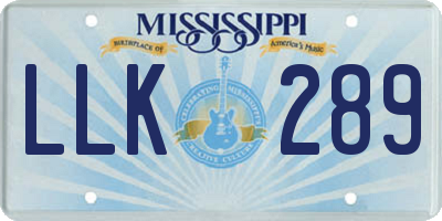MS license plate LLK289