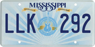 MS license plate LLK292