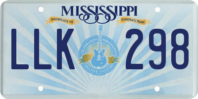MS license plate LLK298