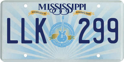 MS license plate LLK299