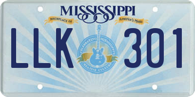 MS license plate LLK301