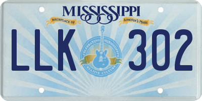 MS license plate LLK302