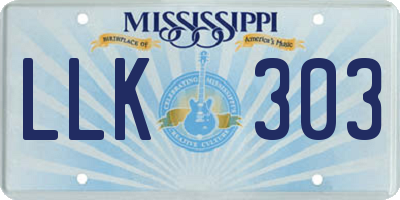MS license plate LLK303