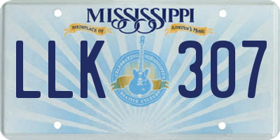 MS license plate LLK307