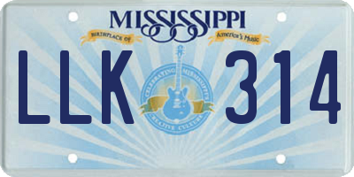 MS license plate LLK314