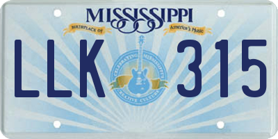MS license plate LLK315