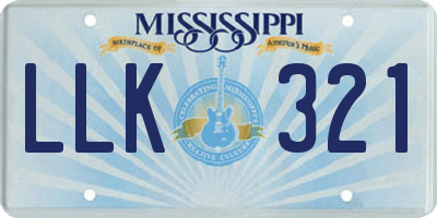 MS license plate LLK321