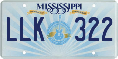 MS license plate LLK322