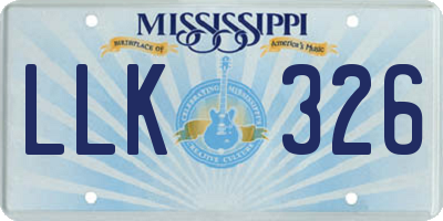 MS license plate LLK326