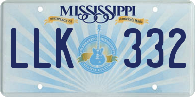 MS license plate LLK332