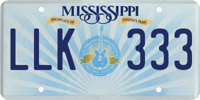 MS license plate LLK333