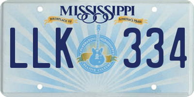 MS license plate LLK334
