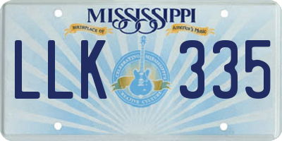 MS license plate LLK335