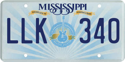 MS license plate LLK340