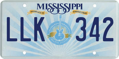 MS license plate LLK342