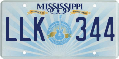 MS license plate LLK344