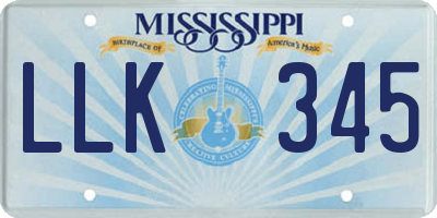 MS license plate LLK345
