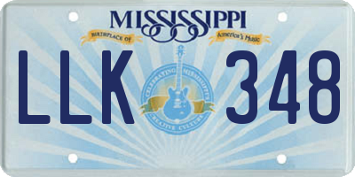 MS license plate LLK348