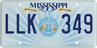 MS license plate LLK349