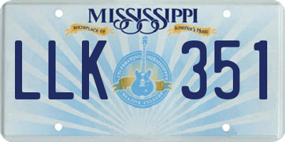 MS license plate LLK351