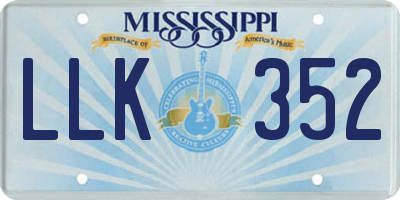 MS license plate LLK352
