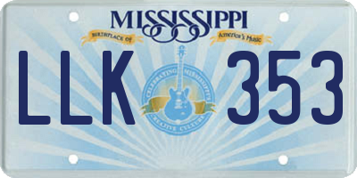 MS license plate LLK353