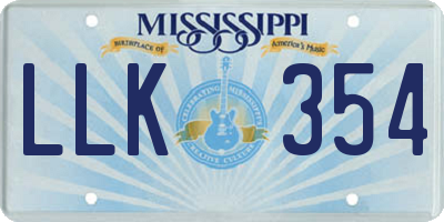 MS license plate LLK354