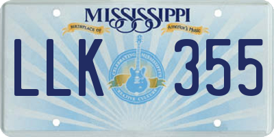 MS license plate LLK355
